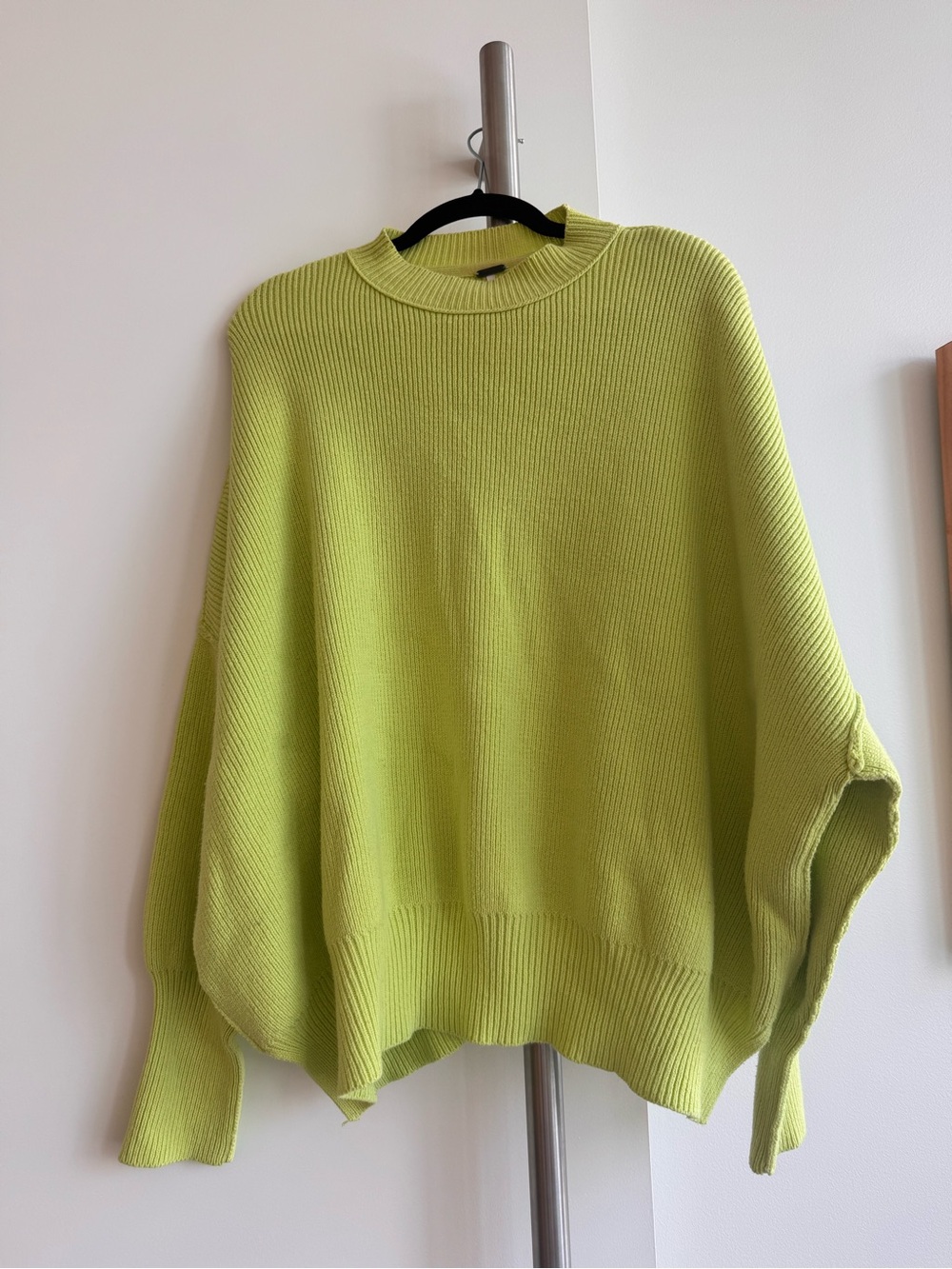 Free People| Neon Lime Ribbed Crewneck Sweater